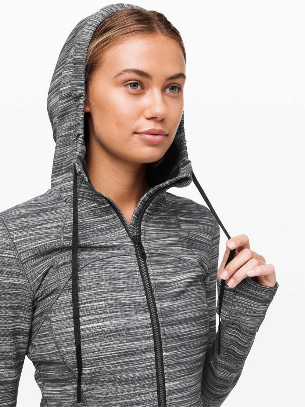 Lululemon Hooded Define Jacket Nulu Womens Size 10 Heathered Black/White